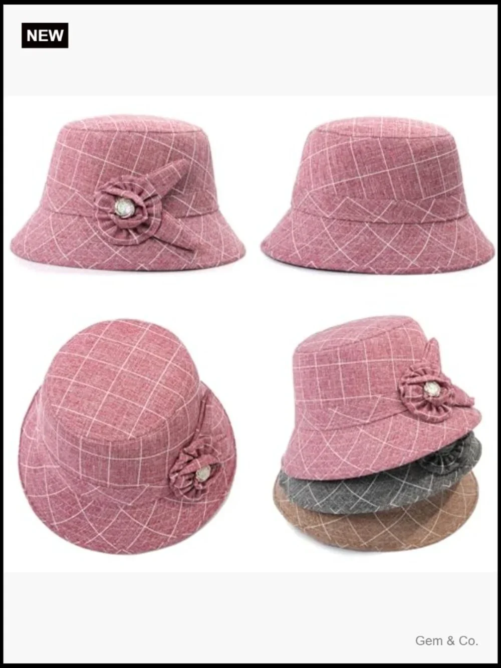 Vintage Cloche Bucket Hat Floral Fedora Foldable UPF 30 Sun Protection One Size